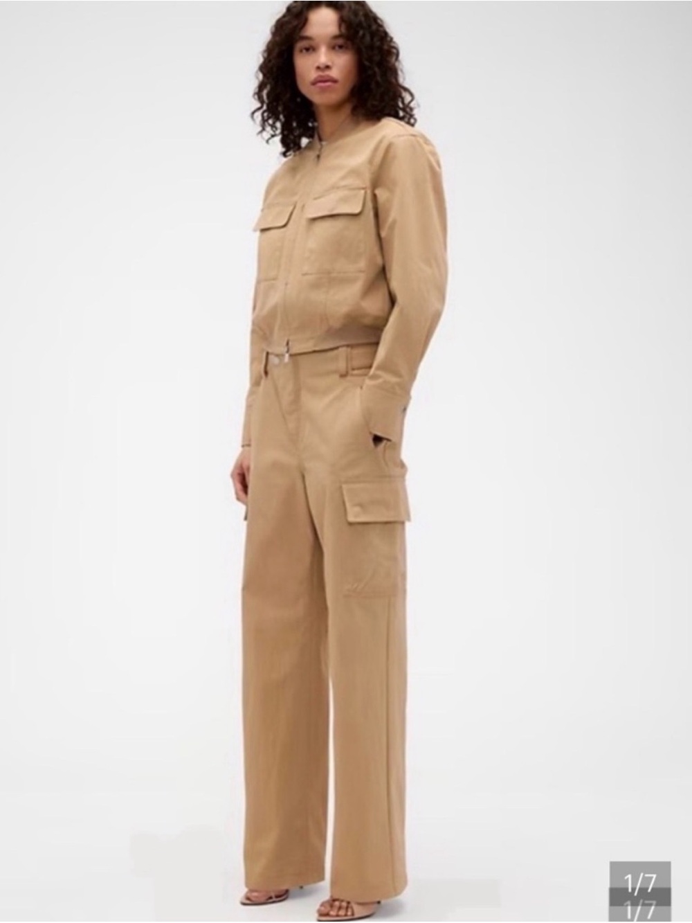 Gap x Victoria Beckham High Rise Tan Cargo Pants